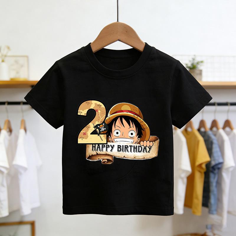 New Arrival Anime Happy2 Birthday Kids Pure Cotton Printed TShirt Perfect for Gifting