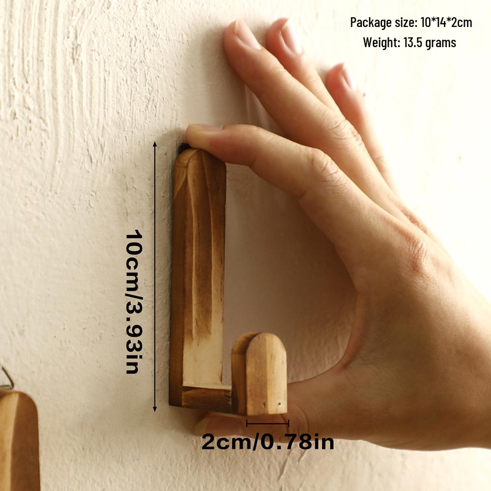 Solid Wood Wall-Mounted Behind-the-Door Hooks for Home and Bedroom Decor