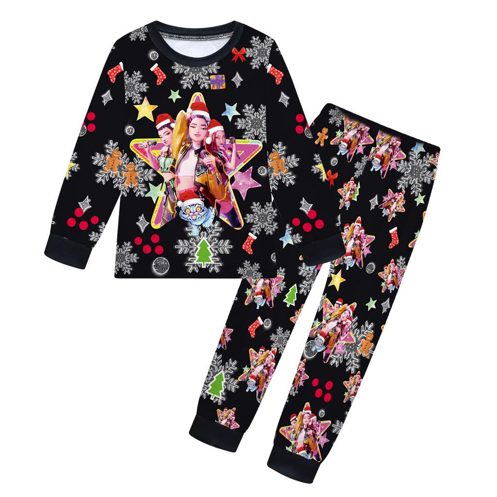

Детский Девочки K-POP Руми Зои Мира Рождественский Принт Повседневный С Длинными Рукавами Футболка Брюки Штаны Комплект Одежды 160cm