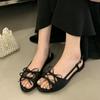Fashion Female Butterfly-Knot Ladies Flats Sandals Shoes Buckle Strap Fashion Round Toe Footwear Flats Sandals Shoes For Women 2025 New