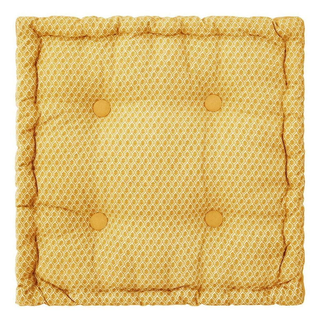 Shipy yellow COTTON CUSHION/SEAT quilted