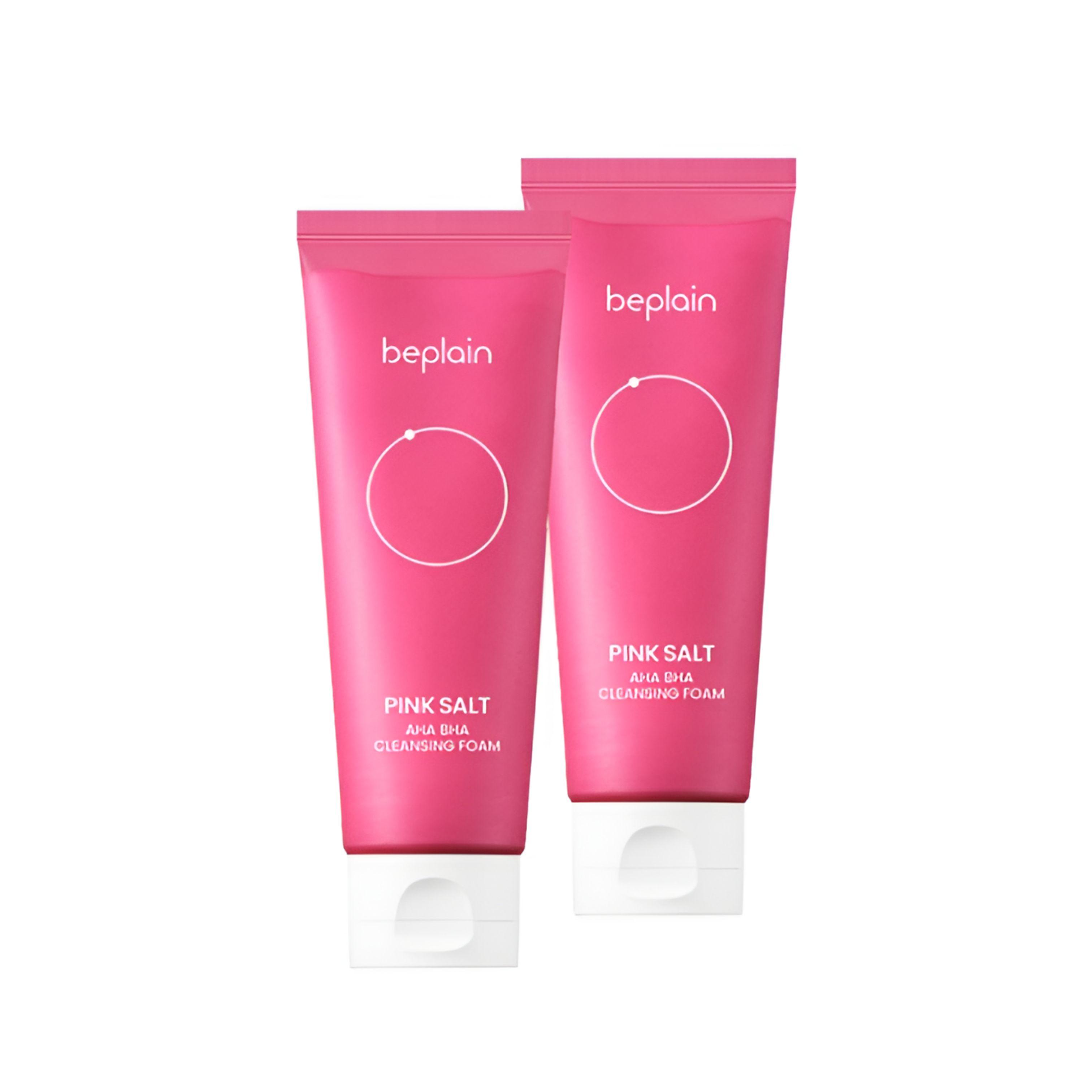 beplain Pink Salt AHA BHA Cleansing Foam Duo Set (120ml × 2)