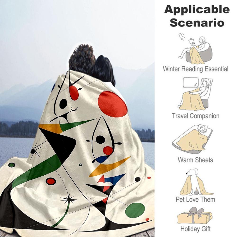 1PC Abstract ArtOutdoor Flannel Blanket - Soft Plush Decor for Picnics, Camping, Bedroom, Playroom, Office, or Lunch Break 1246A