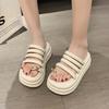 Fashion Thick Soled Sandals Women's New Open Toe Black Beige Slippers Sandals 7CM Summer Female Roman Beach Platform Heels Women Slides