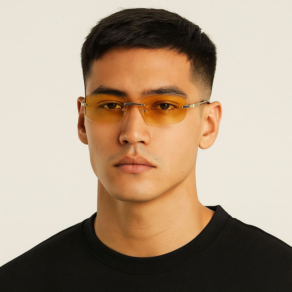 

UV 400 Rimless Sunglasses Rectangle Driving Shades Eyewear Retro Men Sunglasses Outdoor сірий