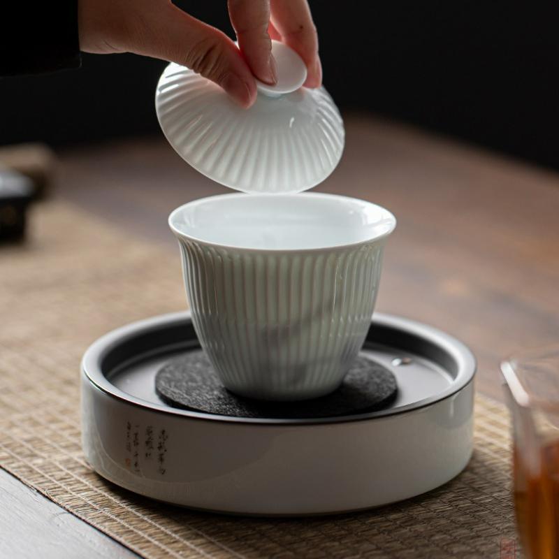 Tazza Gaiwan in Ceramica Fatta a Mano Stile Giapponese Tazza a Coperchio Tazza da Tè per Uso Domestico Tazza a Coperchio per la Preparazione del Tè Accessori per Set da Tè Kung Fu