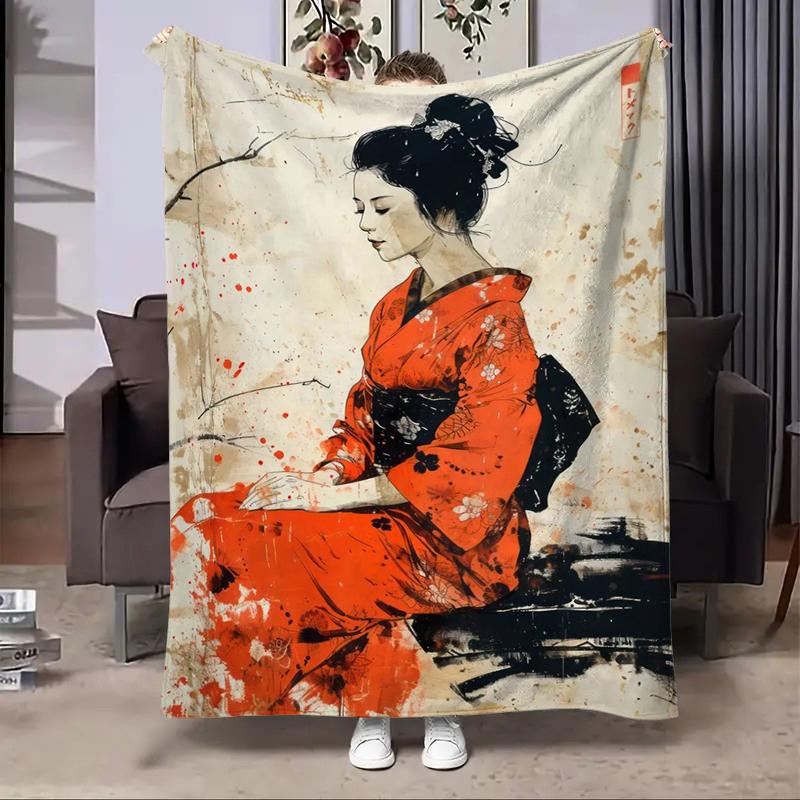 8 Größen Japanische Geisha Flussbedruckte Decke Warm Weich und Bequem Haus Reise Decke Sofa Bettwäsche Bezug Decke Kinder Geschenk