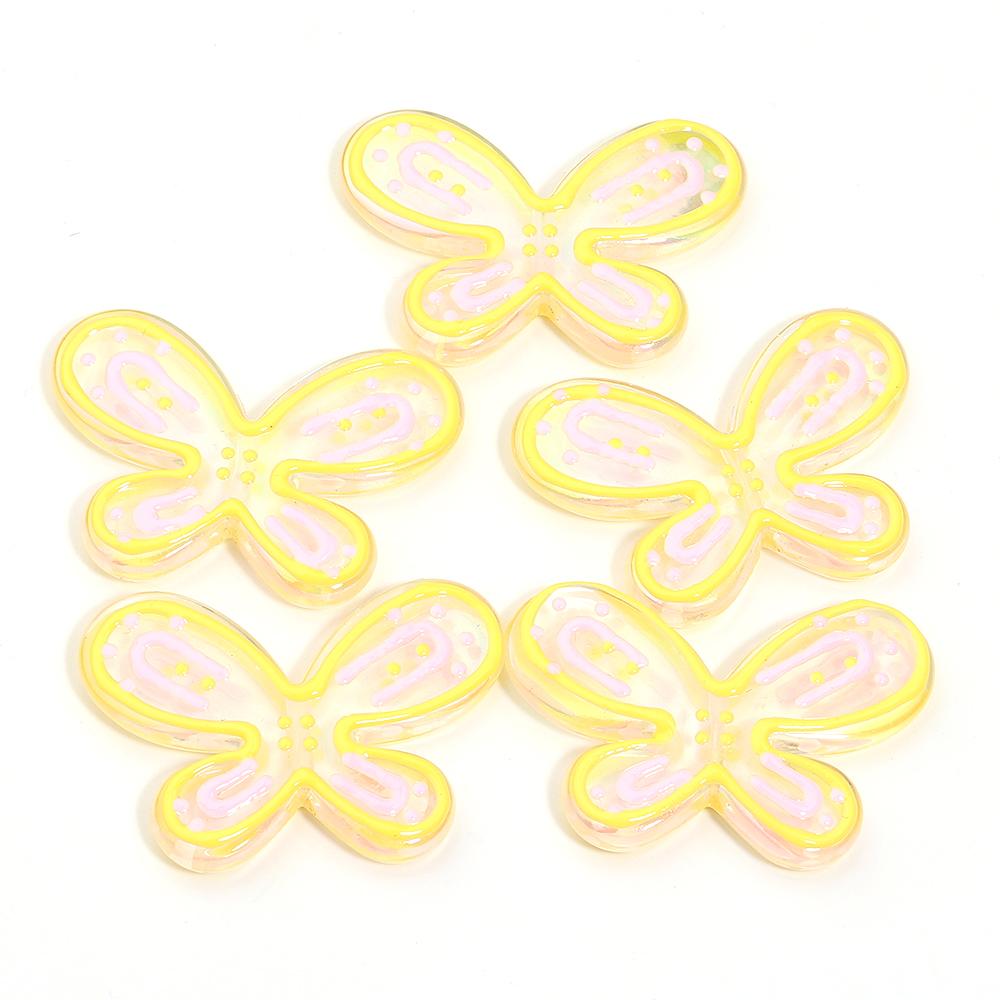 5pcs 46x32mm Butterfly Acrylic Beads Colorful Oil Dripping Loose Beads For Jewelry Making DIY Necklace Earrings Phone Key Chain