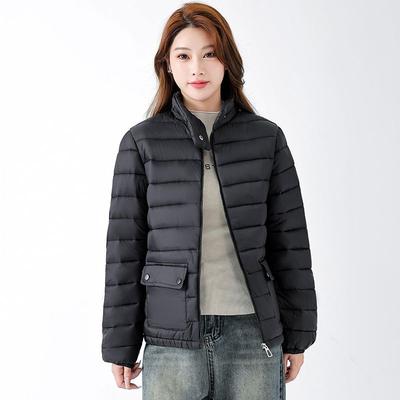 New Women's Lightweight Short Cotton Coat Autumn and Winter Stand-up Collar Casual and Warm Cotton Coat