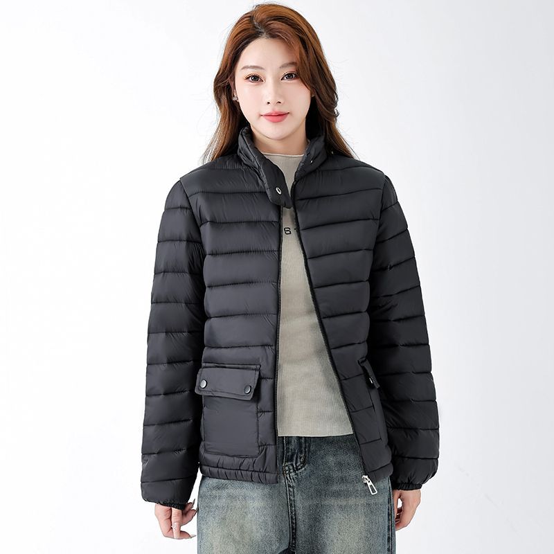New Women's Lightweight Short Cotton Coat Autumn and Winter Stand-up Collar Casual and Warm Cotton Coat
