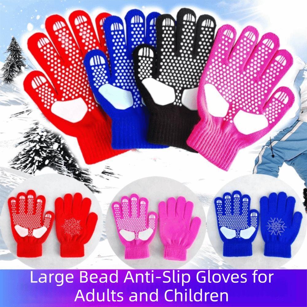 Rhinestone Figure Skating Gloves Palm Protection Kids Skating Mittens Winter Sports