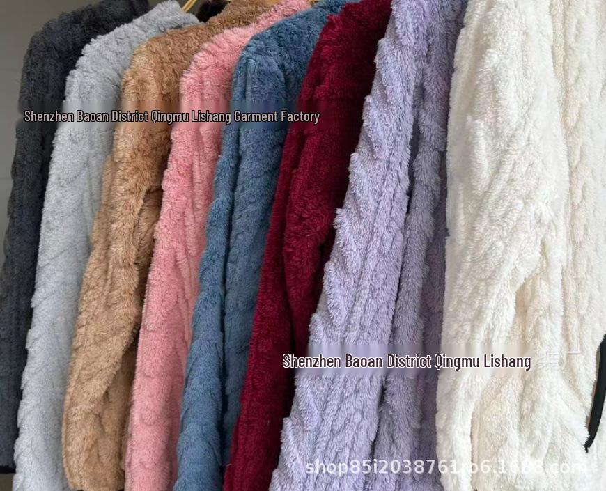 2025 Autumn/Winter European & American Lapel Jacquard Half-Zip Plush Pocket Short Sweatshirt