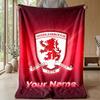 Middlesbrough FC Custom Name Text Flannel Blanket Soccer Logo Personalized Fleece Throw Blanket Special Gift For Sofa Bedroom Home