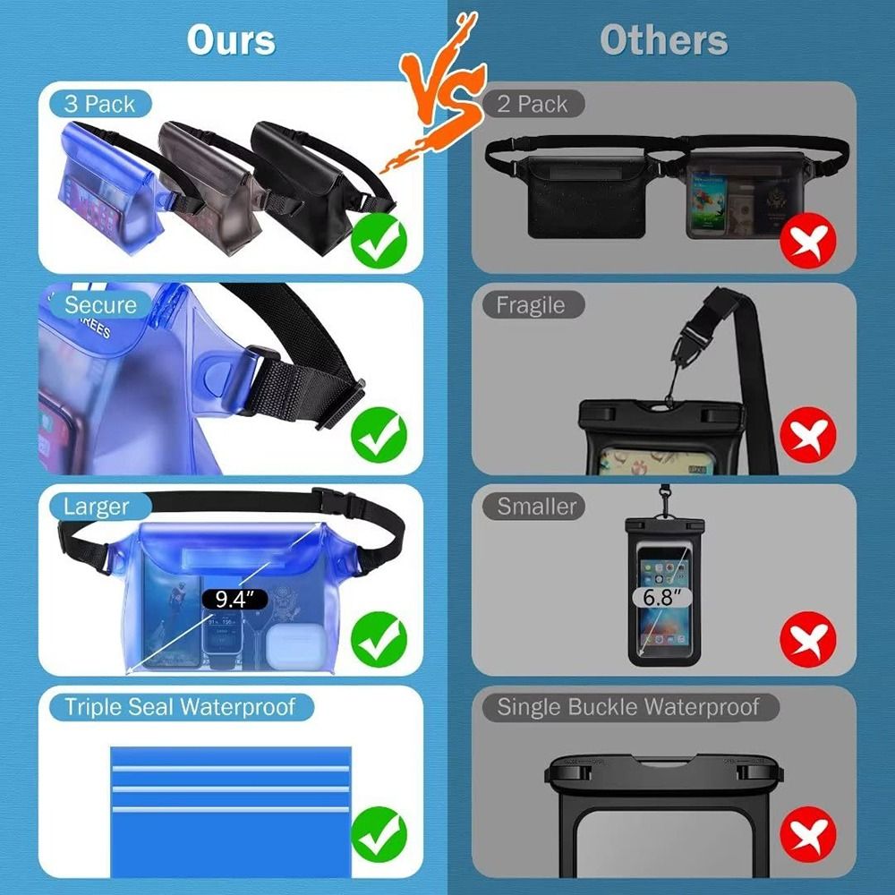 Swimming Floating for Vacation Waterproof Phone Pouch with Waist Strap Waterproof Fanny Pack Bag
