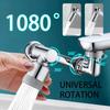 1080° Drehbarer Verlängerungs-Wasserhahnsprühkopf 2 Sprühmodi Universal Badezimmerarmatur Verlängerungsadapter Belüfter