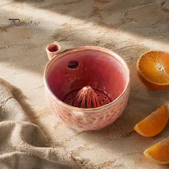 Vegetable Cleaning Basin Ceramic Berry Washing Bowl with Drainage Hole, 360 Degree Self Strawberry Tool Rinsing Fruit Rinse Bowl, Fresh Strainer