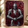Knight In Armor Surrounded By Flowers Metal Poster Perfect Gift for Fans Lovers Personalized Wall Art Metal Sign for Funny Signs