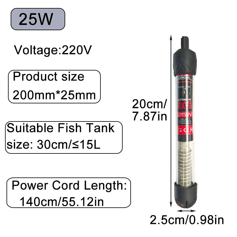 Aquarium Submersible Heater Fish Tank Water Heating Rod Constant Thermostat Temperature Control 220V 25W/50W/100W/200W/300W