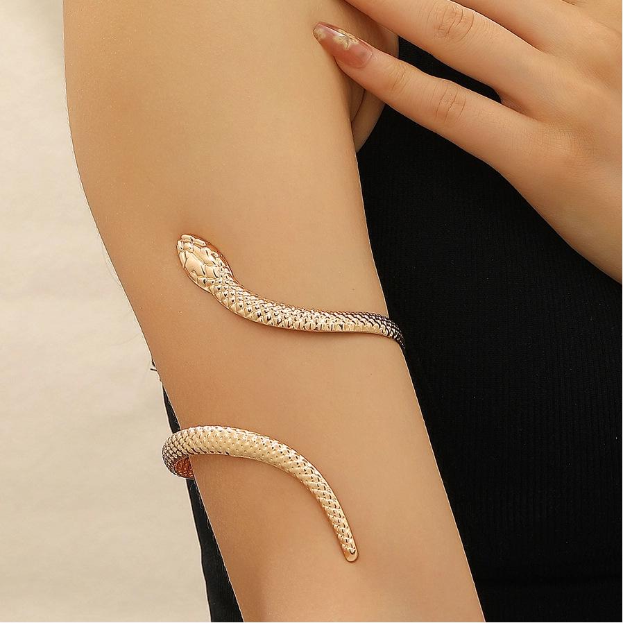 Exaggerated High-End Golden Snake Bracelet & Ring Set for Women