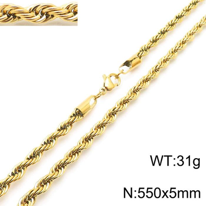 Jewelry Wind Twist Rope Chain Hiphop Hip Hop Electroplated Men'S And Women'S Titanium Steel Twist Chain