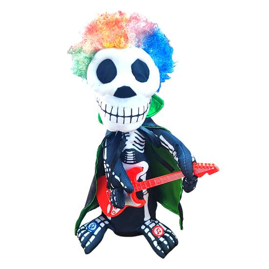 Halloween Rotating Skeleton Figurine Electric Music Spinning Skeleton with Red Light Eyes