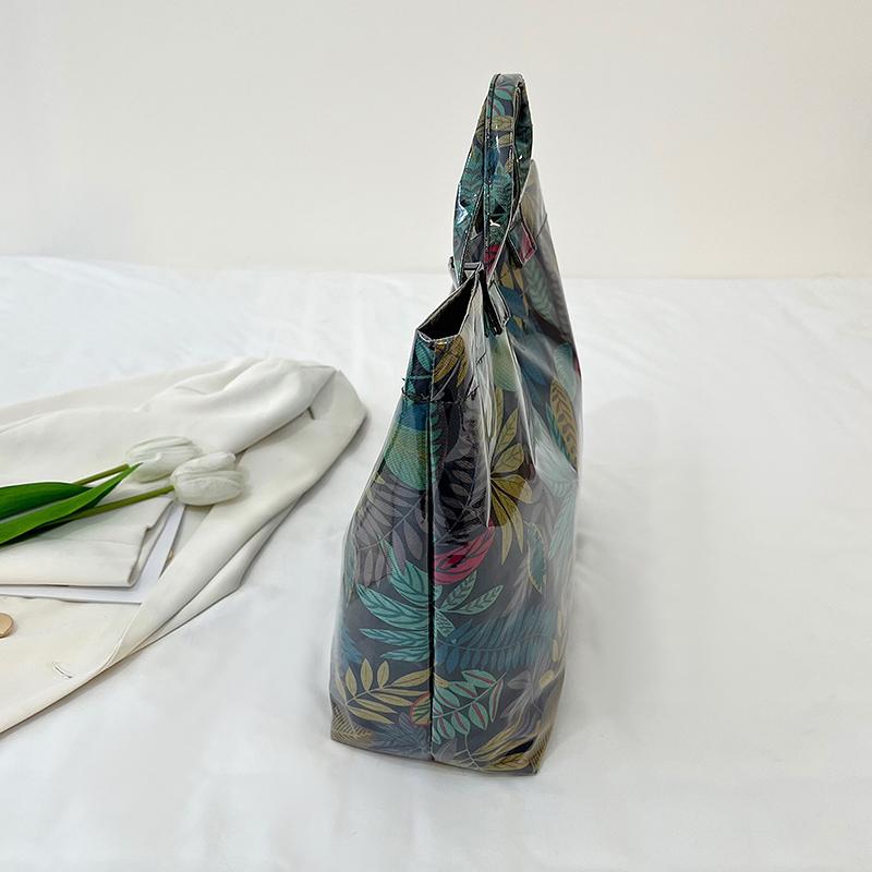 Women's PVC Tote Bag Floral Print Waterproof Fashion Shopping Bag