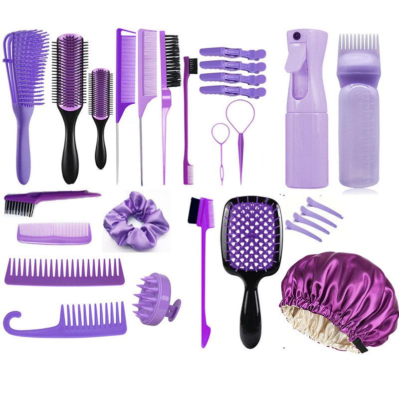 27Pcs Professional Hair Brush Set, Hair Styling Comb Kit with Continuous Spray Bottle, Scalp Massage Shampoo Brush for Salon