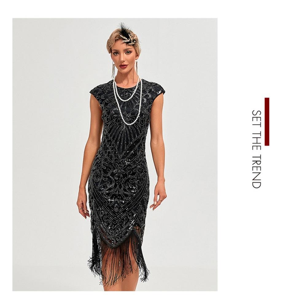 Tassel Sequin Dress Dress 1920s Retro Party Banquet Large Size Dress