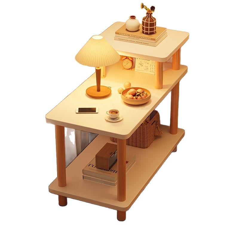 Compact Bedside and Coffee Table with Storage Shelf for Small Spaces
