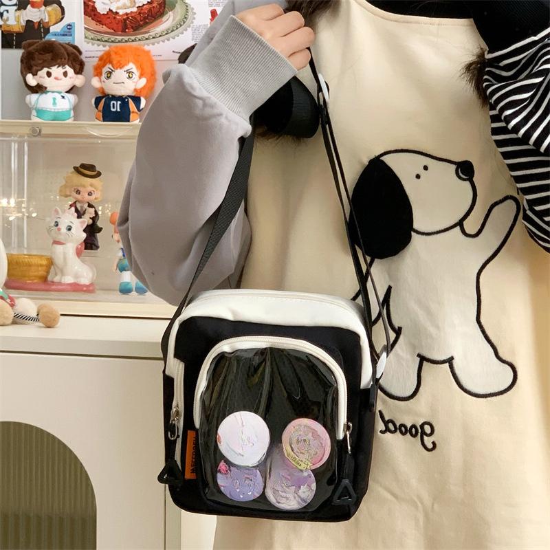 Y2K Mini Ita Tas voor Vrouwen Koreaanse Casual Crossbody Tas Transparante Zak Kleine Schoudertas Telefoon Portemonnee DIY Tas zwart