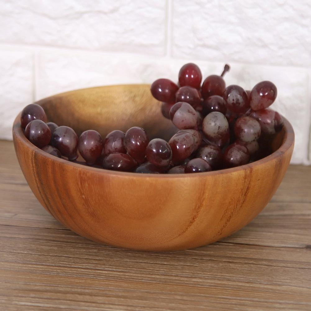 Solid Acacia Wooden Bowl for Salad Soup Rice Hand Made Wooden Bowl Kitchen Utensils