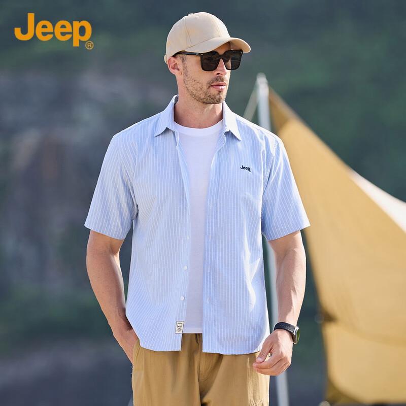 

JEEP Men s Striped Cotton Short-Sleeve Shirt M