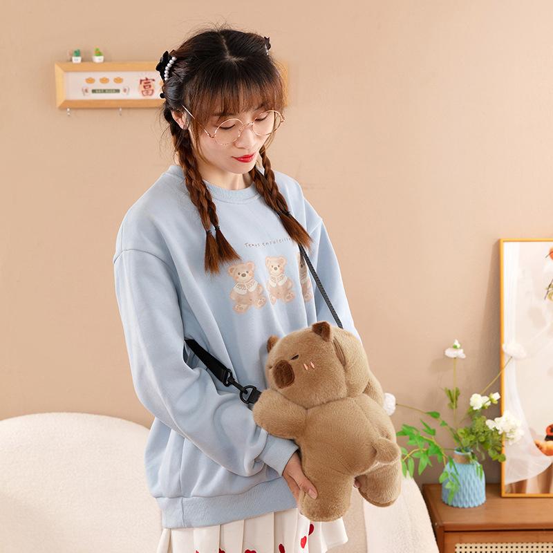 Kawaii Kreslená Kapybara Plyšová Crossbody Taška Roztomilá Měkká Taška přes Rameno Kreativní Plyšová Hračka Crossbody Taška Dárky k Narozeninám