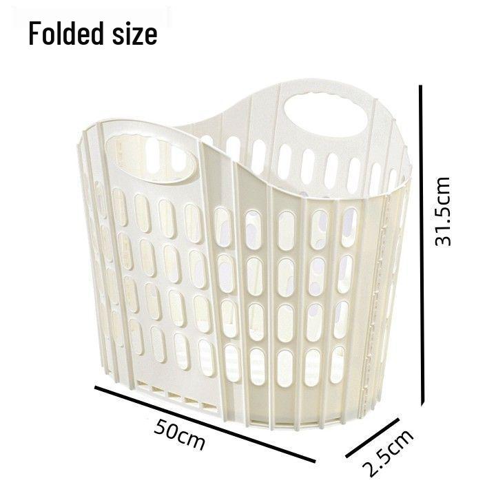 Foldable Plastic Laundry Basket for Clothes and Toys - Hollowed-Out Design for Bathroom Storage