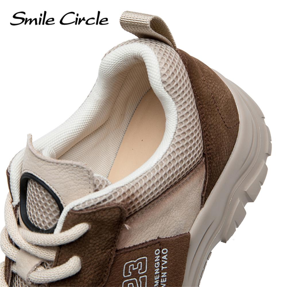 Baskets en cuir véritable pour femmes, chaussures plates à lacets à bout rond, chaussures décontractées et confortables à la mode