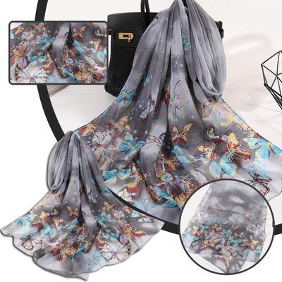Korean Version Of Chiffon Silk Scarf Butterfly Scarf Gauze- Seaside Sunscreen Shawl
