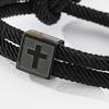 Elegant Rope Chain Bracelet With Crosses Pendant Sturdy Stainless Steel Unisex Fashion Accessory