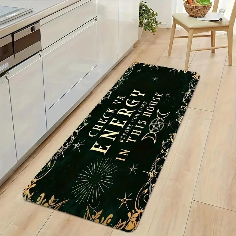 1PC Christmas Reindeer Pattern Kitchen Rug Non-Slip Door Mat Pop Design Bathroom Rug Bath Mat Carpet for Home Sink Laundry Decor