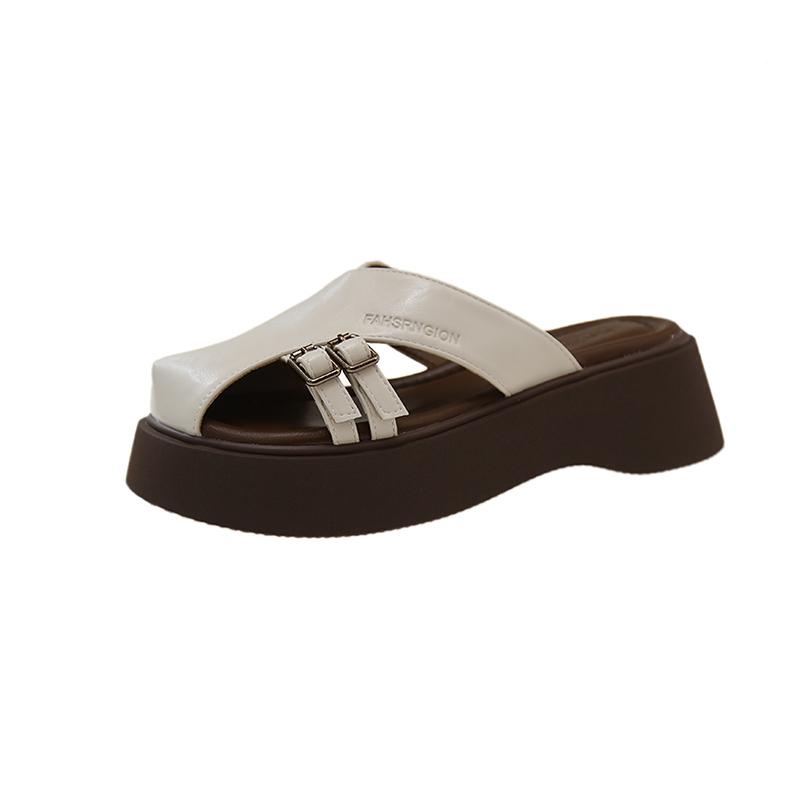 Women's Slope Heel Sandals Spring New Style Round Head Deep Mouth Waterproof Table Anti-slip Wear-resistant Slippers