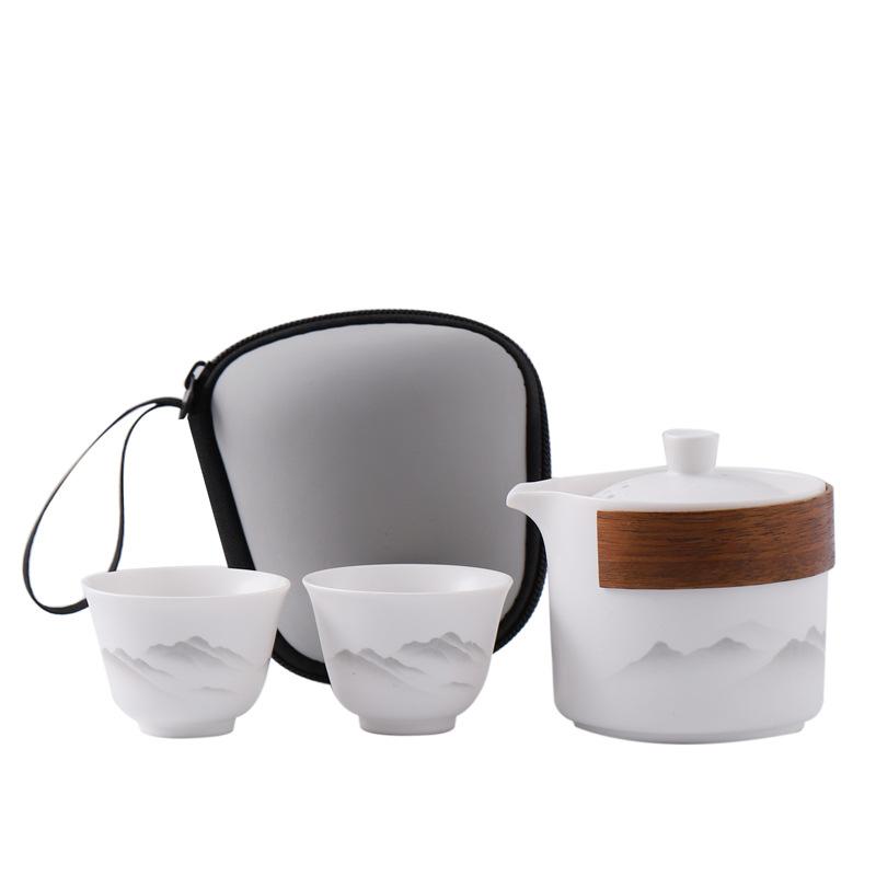 Portable outdoor travel tea set, ceramic express cup, business event set corporate souvenir