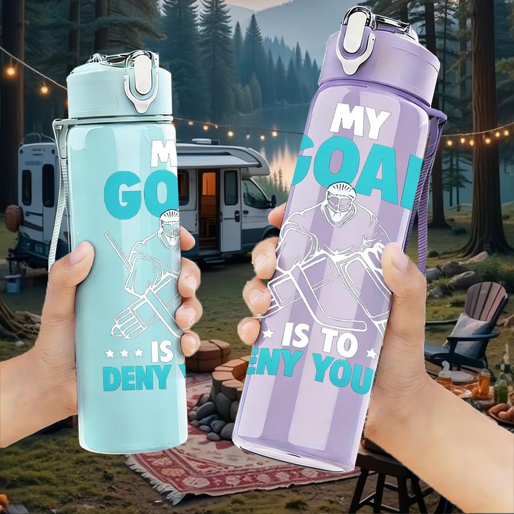 1PC Goal Baby Yours Sport Text Print 750ml Color Plastic Sports Water Bottle Leakproof Flip Straw Lid Suitable for Sports Office Home Use