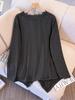 Plus Size Women's Winter Lace Patchwork V-neck Pleated Base Shirt (130-350 jin)