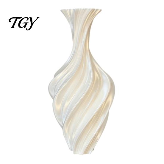 Stijlvolle Tuinpot 3D Geprinte Decoratieve Vaas, Gedraaid Spiraalontwerp, Minimalistische Tafelblad Moderne Persoonlijkheid Vaas voor Huis Hydroponische Bloem