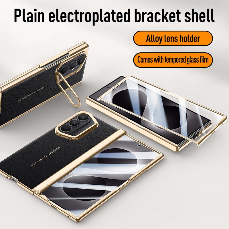 For Samsung Galaxy Z Fold 8 Case Luxury PU Leather Lens Stand Protect Cover For Z Fold 8 Ultra All-inclusive Spring Hinged Shell