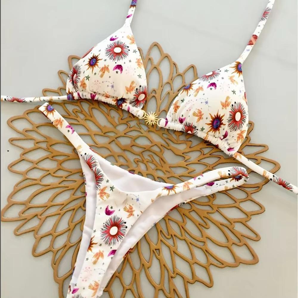 Sexy Leopard Print Patchwork Halter Bikini Set New Swimwear Women's Swimsuit Beachwear Lacing Up Bathing Suit