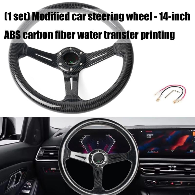 2025 New 345mm Grip Racing 350mm ABS Steering Wheel 6 Bolt Design Lightweight Construction Universal Vehicle Compatibility