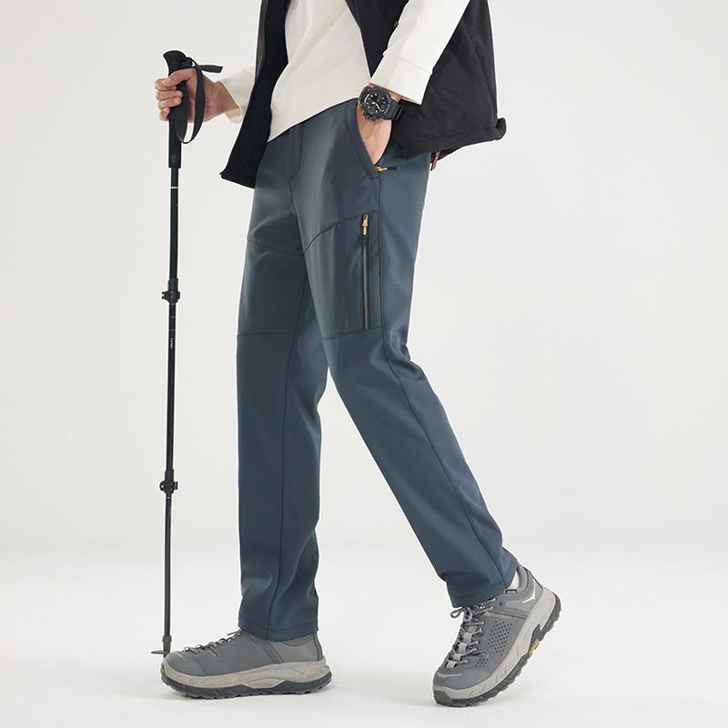 Mens Softshell Outdoor Pants With Fleece Lining Windproof Waterproof Hiking Climbing Trousers Winter