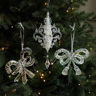New Transparent Christmas Tree Hanging Ornaments Acrylic Christmas Ornaments Xmas Tree Decorations Home Party Decor