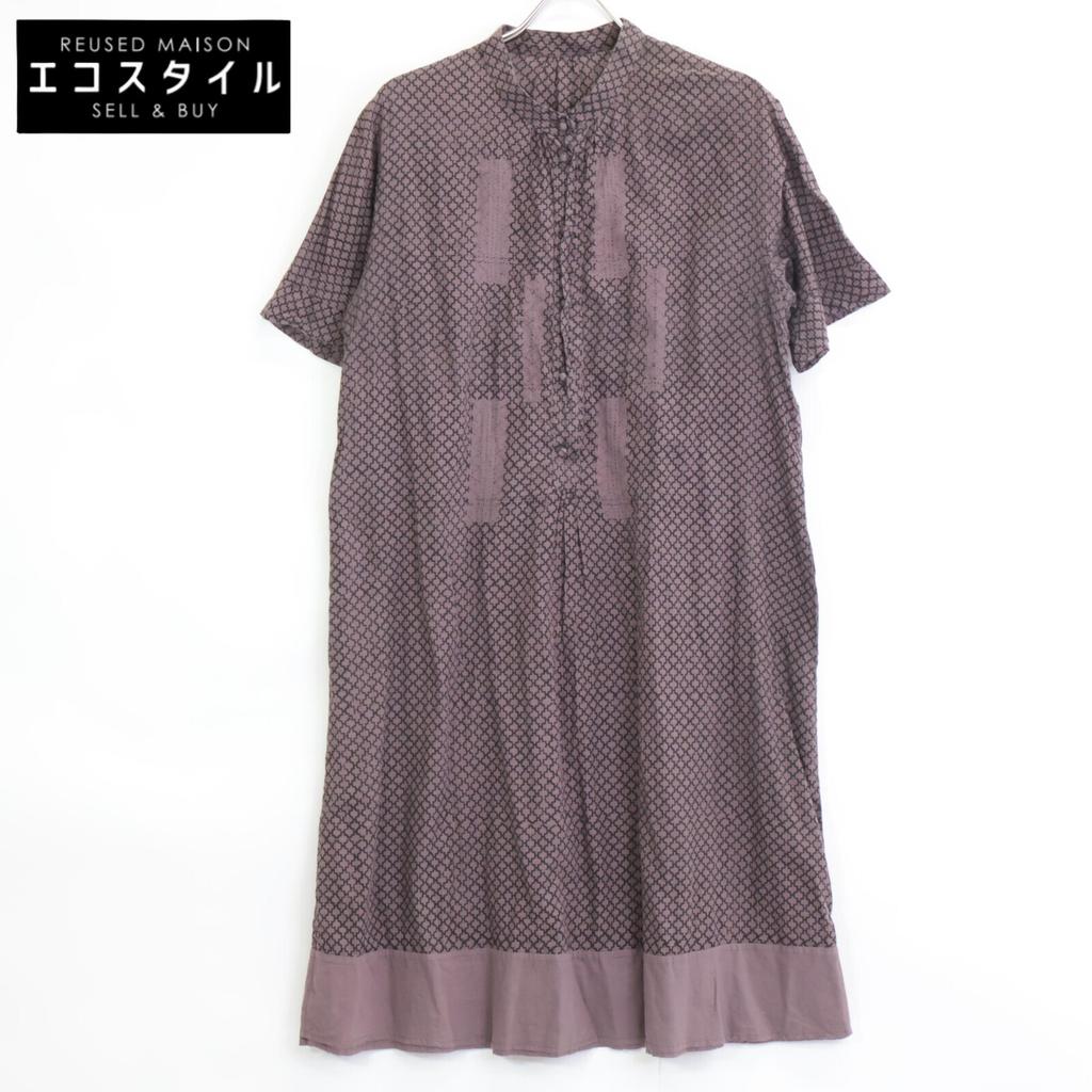 Haat HA22FH511 Brown All-over Print Short-sleeved Dress Dress 4 BrownUsed