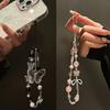 Y2K Clear Bead Phone Strap Fashion Bowknot Wrist Short Rope Phone Lanyard  Phone Bag Accessories